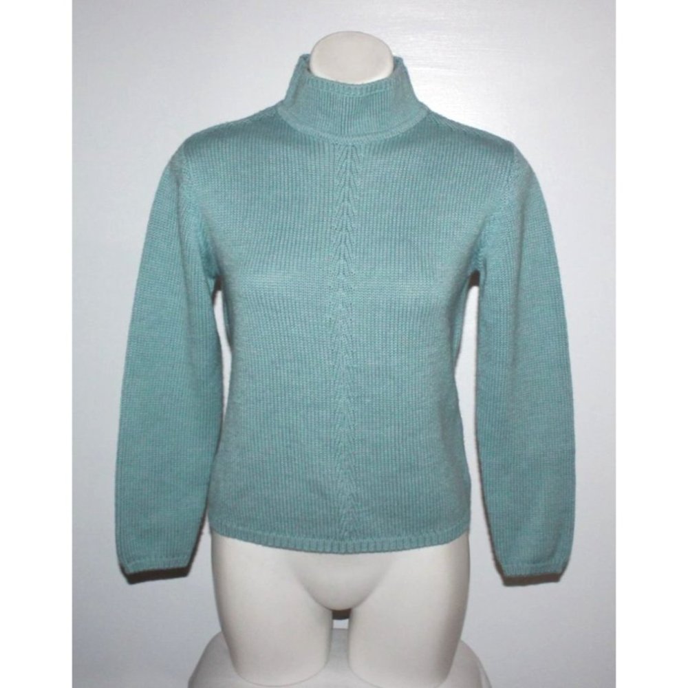 TALBOTS PETITES Women's Blue Wool Blend Sweater Size PS